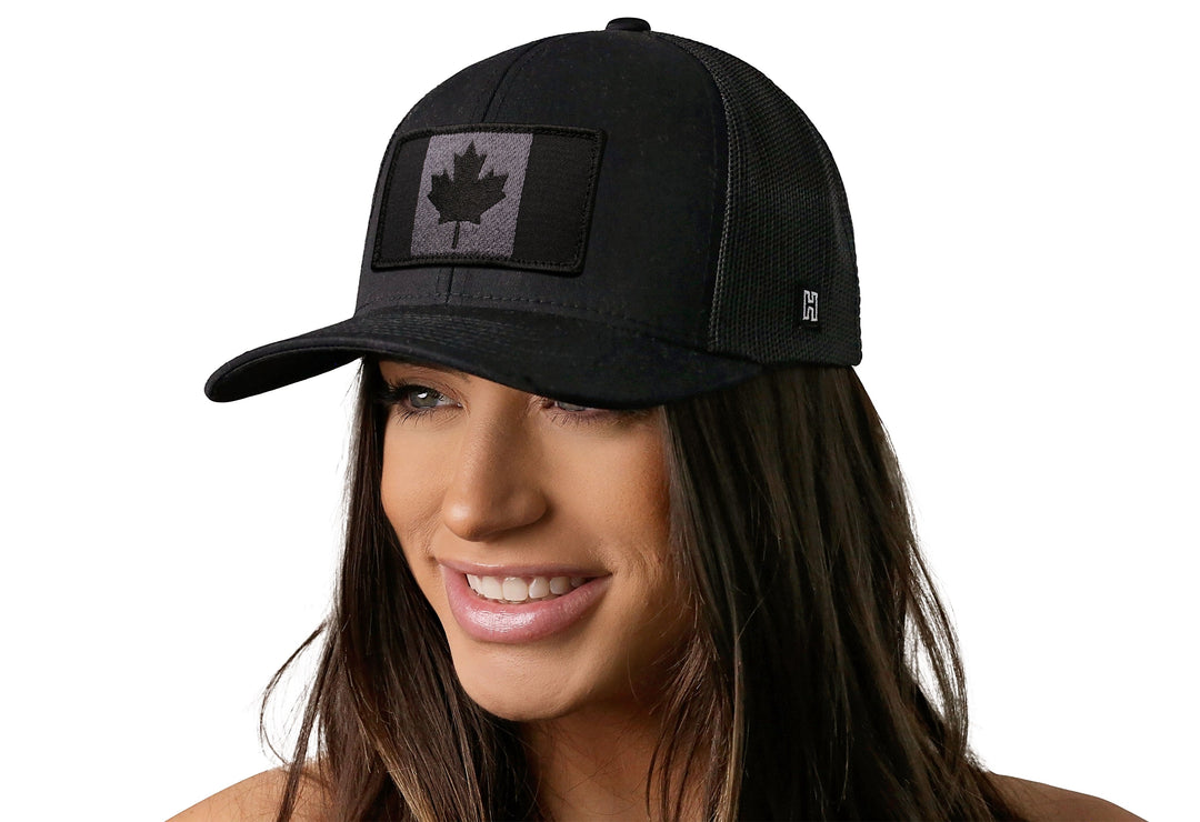 Canada Flag Trucker Hat  |  Black Canadian Tactical Snapback