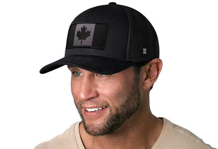 Canada Flag Trucker Hat  |  Black Canadian Tactical Snapback