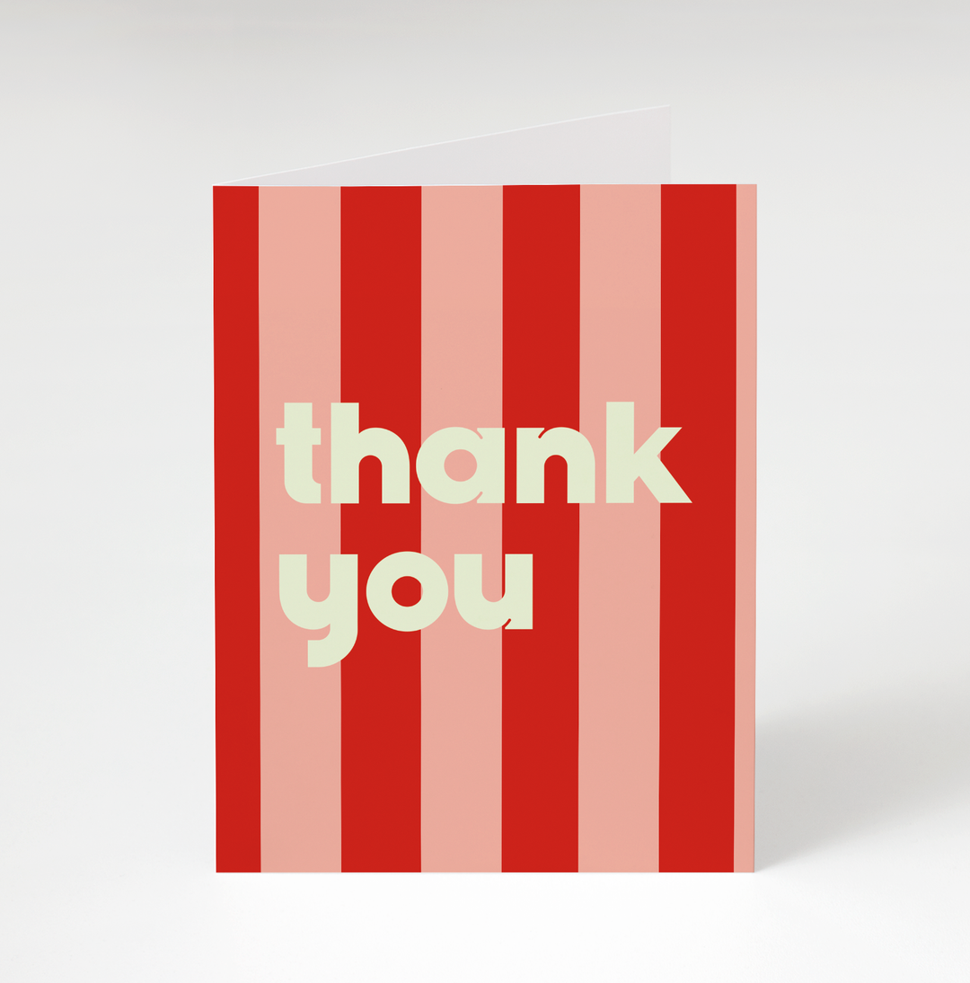 Red Striped Thank You Card