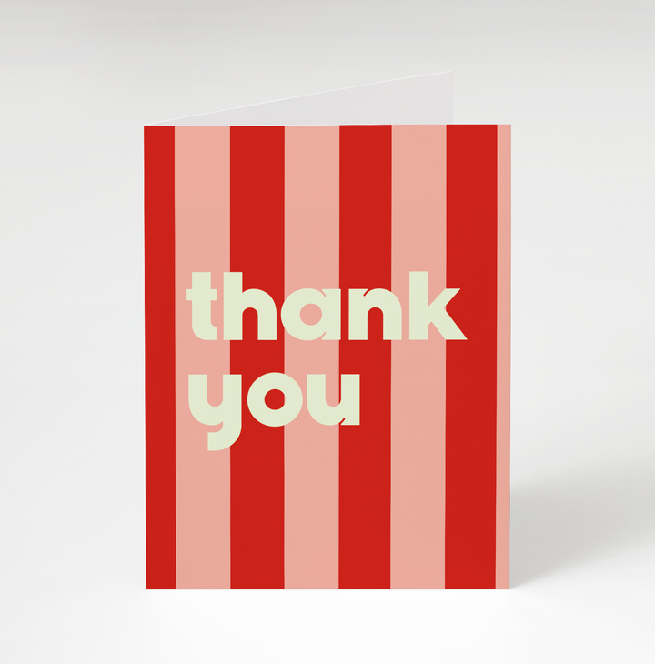 Red Striped Thank You Card
