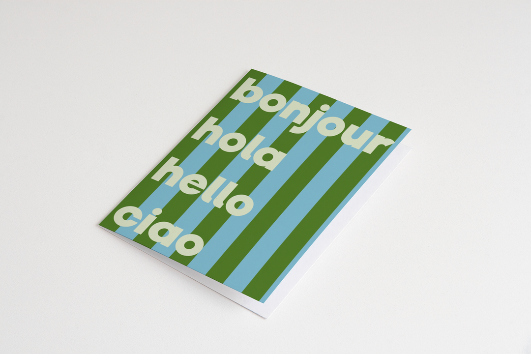 Bonjour Hola Greeting Card - Green