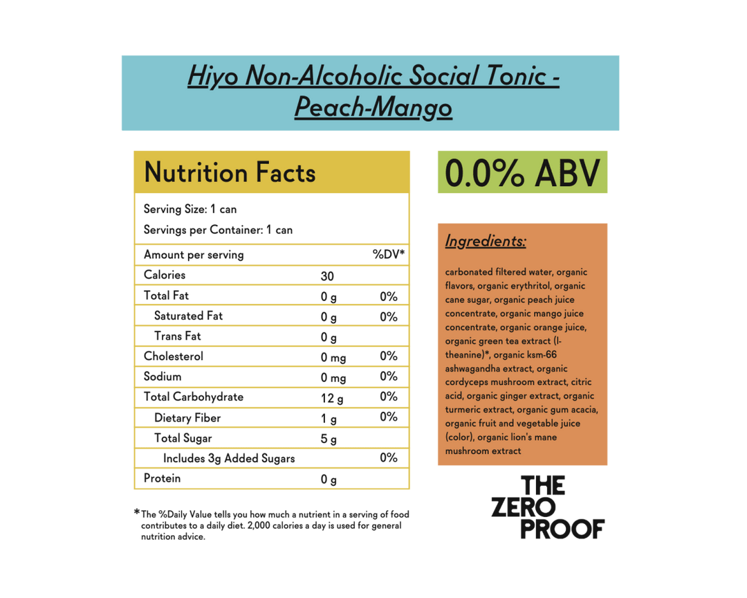Hiyo Non-Alcoholic Social Tonic - Peach-Mango