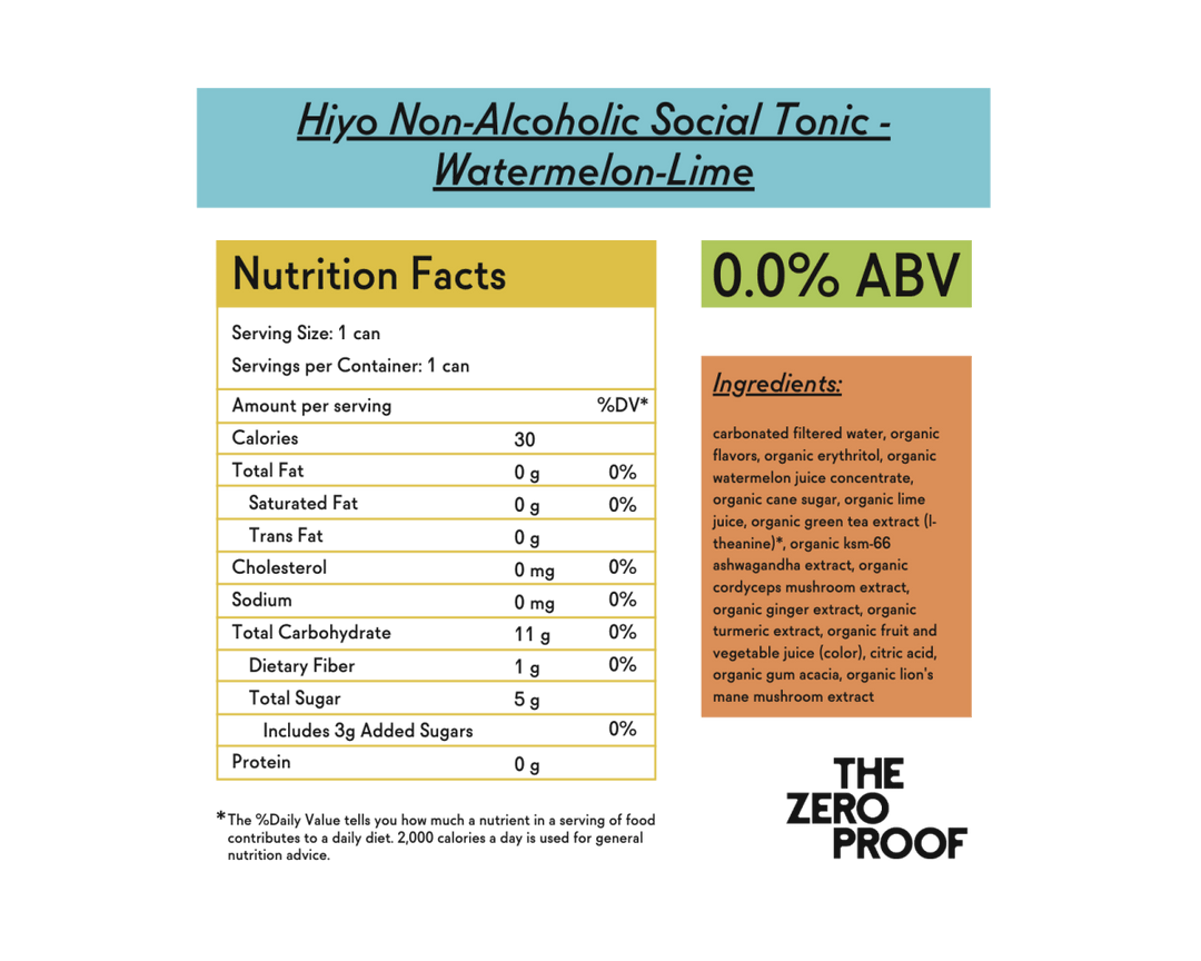 Hiyo Non-Alcoholic Social Tonic - Watermelon-Lime